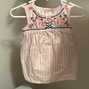 Charming Pink Striped Kids Dress with Embroidery